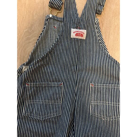 Round House Overalls Children's Navy Hickory Engineer Stripe Classic Size 4 - Picture 8 of 8